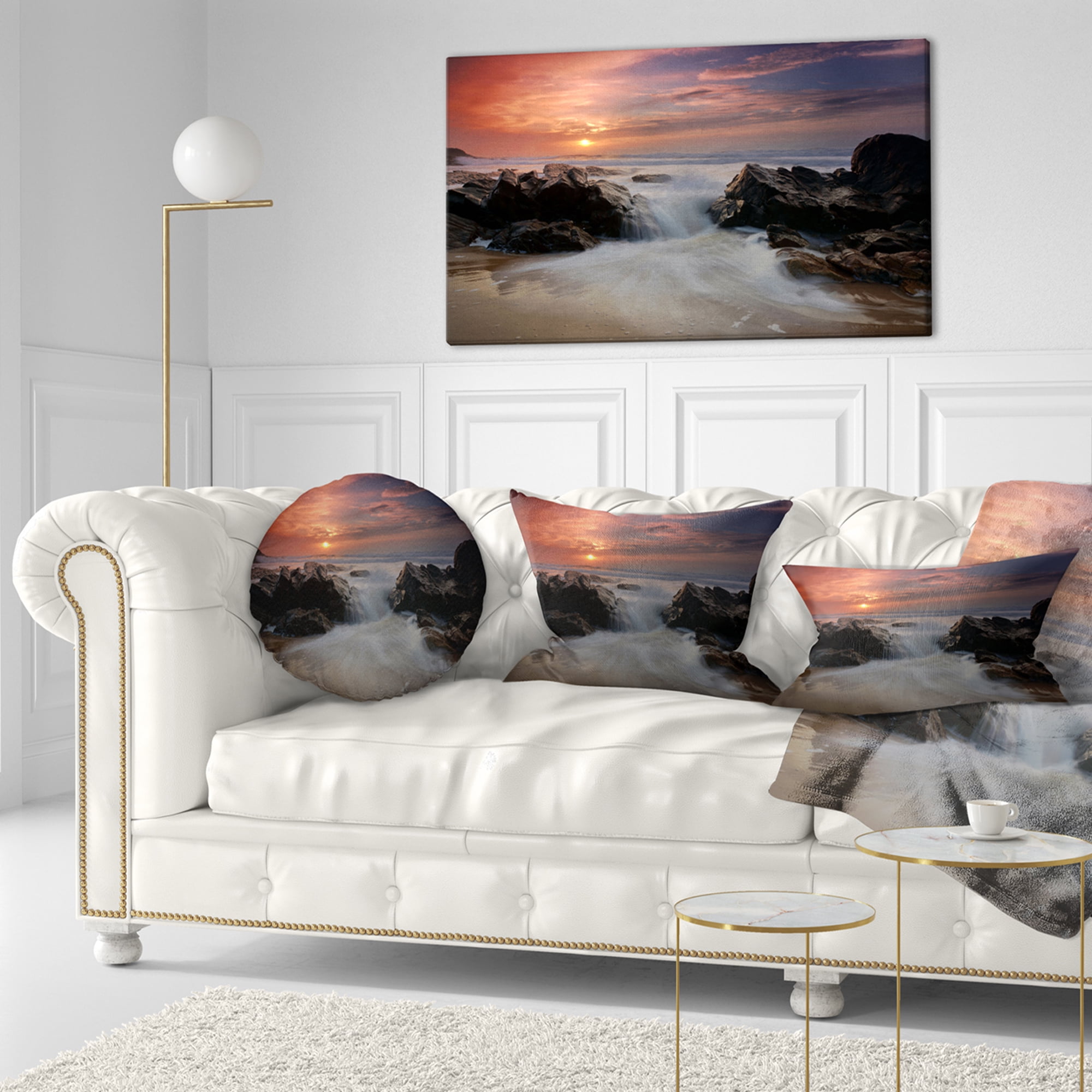 Designart 12" x 20" White Polyester Throw Pillow