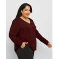 thumbnail image 2 of Hanes Women's Long Sleeve V-Neck Cotton T-Shirt (Plus Size) Mulled Berry 2X, 2 of 4