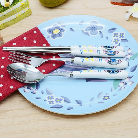 HELANHO Kawaii Cartoon Stitch Stainless Cutlery Set, Spoon Fork Chopsticks Tableware Gifts QQH63-1313