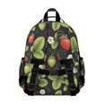 thumbnail image 3 of Strawberry and Blossom Black Pattern Cute School Backpack Bag for School with Padded Back and Adjustable Shoulder Straps 15.25"x11.5"x5.25", 3 of 5