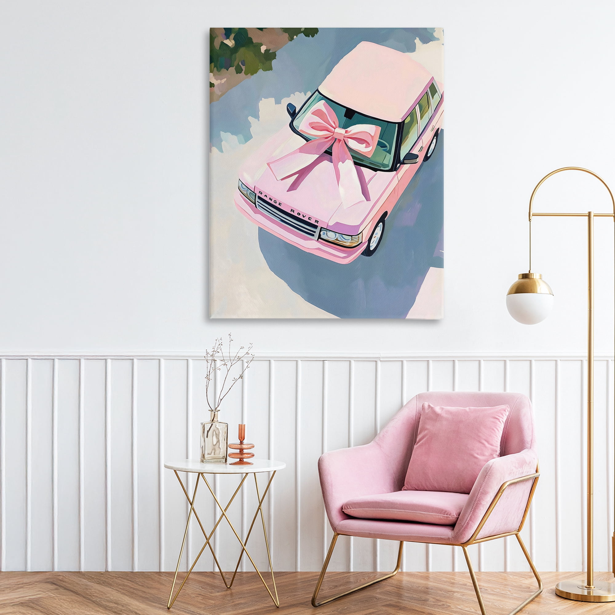 Stupell Industries Pink Luxury Rover with Ribbon Canvas Wall Art, design by The Prints Vibe