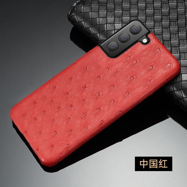 Funda trasera de punto de avestruz para móvil, carcasa de 5 colores, auténtica, para Samsung Galaxy S20, S21, S22, Ultra Plus, S20 + S21 + S22 + qym unisex