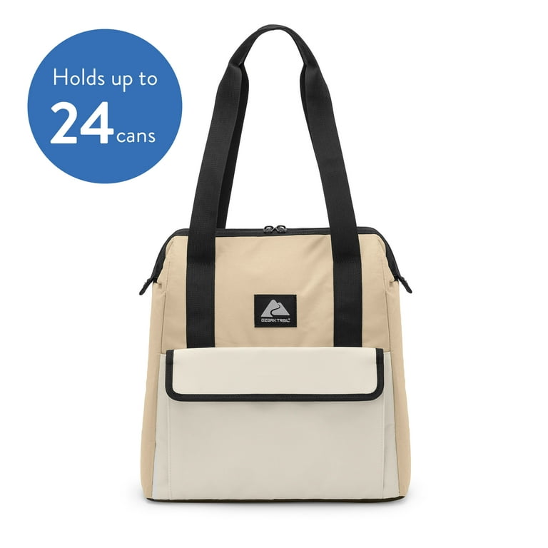 Ozark Trail 24 Can Wide Mouth Soft Cooler Tote, Tan, 16.9 Ozark Trail 24 Can Wide Mouth Soft Cooler Tote, Tan, 16.9