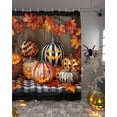 thumbnail image 2 of Halloween Shower Curtain Set ，Waterproof Fabric Shower Curtains Retro Watercolor Yellow Pumpkin Maple Leaf Shower Curtains for Bathroom,Bathroom Decor 72"x72", 2 of 6