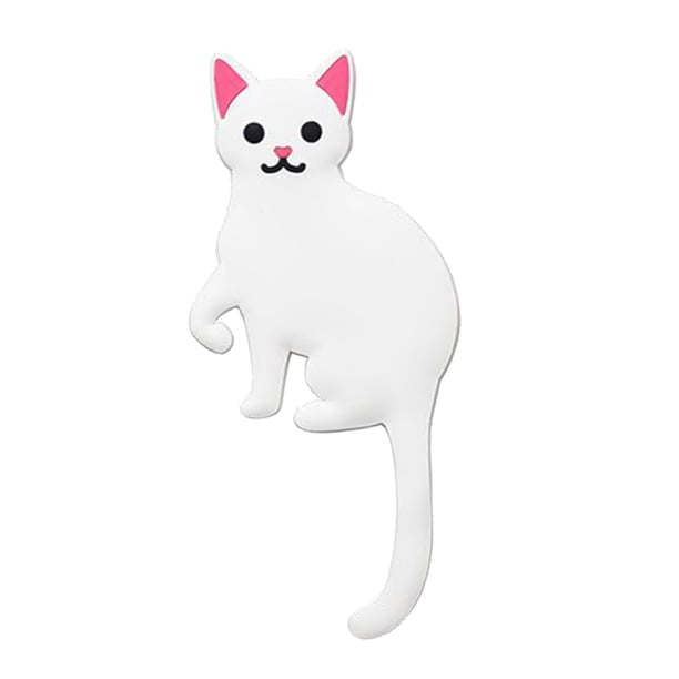 Gancho de pared adhesivo decorativo para llaves, gancho para cocina y baño. Gato blanco