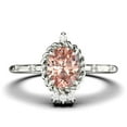 thumbnail image 1 of Dazzling Art nouvea 1.50 Carat Oval Cut Morganite And Diamond Moissanite Engagement Ring, Wedding Ring in 10k Solid White Gold, Valentines Vintage Look Compass Ring, Promise Ring, Anniversary Ring, 1 of 3