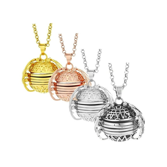 Xingzhi 2pcs Round Women Expanding Photo Locket Alloy Pendant Pendant photo locket necklace Angel Wings Necklace for Memorial Gift Jewelry Decoration