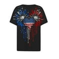 thumbnail image 5 of Cavosen Red White and Blue Tops for Women Petite Patriotic Short Sleeve V-Neck Tops USA Star Striped Print T Shirts Lady XL Independence Day Casual Tops 4th of July Tunic Tees Patriotic Clothes, 5 of 5