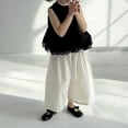 thumbnail image 4 of Zpanxa Ensembles d'Été pour Filles Noir Sans Manches en Dentelle Col Rond Haut et Pantalon Long à Rayures Ensemble 2 Pcs 7 Ans, 4 of 6