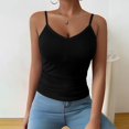 thumbnail image 4 of Soyumi Tank Tops for Women Backless Basic Double Lined Summer Spaghetti Strap Sleeveless Cami Workout Shirts, Black, 4 of 6