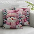 thumbnail image 3 of Qinduosi Pink Snowman Pillow Cover for Sofa Bed Couch, Xmas Tree Pattern Throw Pillow Case for Living Room, Linen Pillow Cushion Cover ", No Pillow Insert, 3 of 5