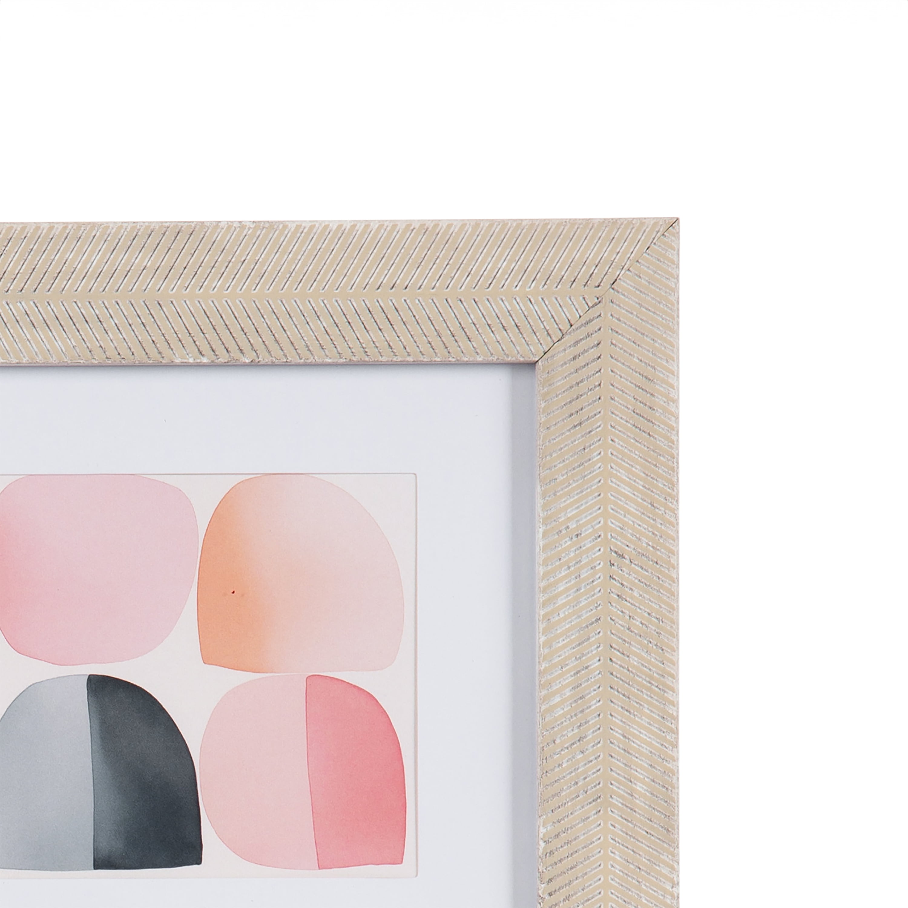 DesignOvation 8x10 Matted for (2) 4x6 Chevron Distresssed White/Natural Decorative Tabletop Picture Frame