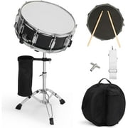 WgoodW 14 x 5.5 inches Snare Drum Set, Marching Snare Drum Kit for Students Beginners, Comes with Stand Sticks, Key, Bag, Mute Pad and Adjustable Straps (Black)
