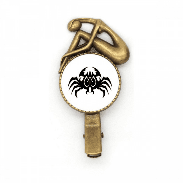Black Spider Pattern Insect Illustration Hairpin Headdress Brooch Vintage Metal