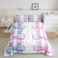 thumbnail image 2 of Erosebridal Cute Bow Bedding Twin Comforter Set, Dreamy Bow Tie Down Comforter, Princess Bowknot Ribbon Stripe Home Decor, Reversible 2-Piece, 2 of 8