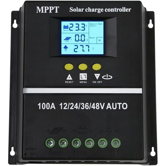 100A MPPT Solar Charge Controller 12V 24V 36V 48V LCD Display Battery Intelligent Regulator Max 100V Input Dual USB for Lead-Acid/Lithium (100A)