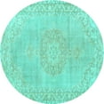 thumbnail image 1 of Ahgly Company Machine Washable Indoor Round Persian Turquoise Blue Traditional Area Rugs, 6' Round, 1 of 4