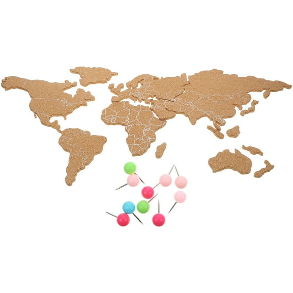 FELTECHELECTR  World Map Bulletin Board Cork Wall Art Self-adhesive Office