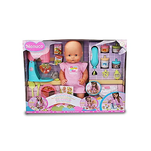 Nenuco Super Meals Baby Doll with Recipe Book, Kitchen Accessories, 2 in 1  Blender, 17 Doll