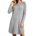 thumbnail image 2 of Vmberlty Women's Fall Winter Dresses Solid Color Ribbed Long Sleeve Midi Dresses Casual Outfits for Home and Party Occasions, 2 of 7