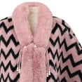 thumbnail image 4 of Fewfanhot Faux Fur Trim Cute Print Poncho Cape, Warm Fleece Lined Open Front Wrap Coat for Women Winter, 4 of 6