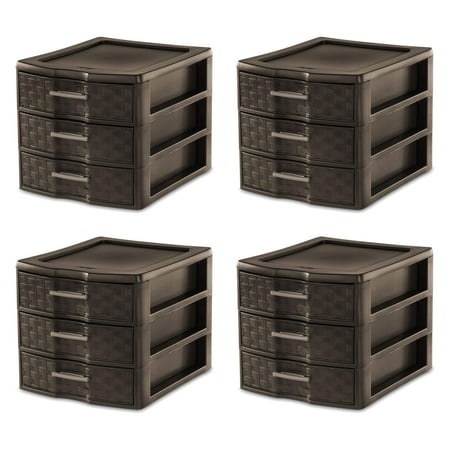 Sterilite Medium Weave Craft Office Supplies 3 Drawer Storage Organizer (4