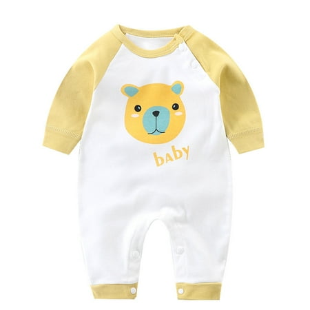 

QWERTYU Newborn Infant Baby Clothes Short Sleeve Jumpsuit for Girl Boy Cotton Romper 0-12M Yellow 59