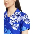thumbnail image 6 of Stylore Womens Hawaiian Shirt Short Sleeve Blouse Sh Hibiscus Blue White XS, 6 of 7