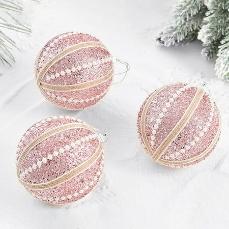 

btjx christmas decoration 8cm / 3in christmas ball pearl sticky hanging ball sticky powder foam ball christmas tree decorations pendant window