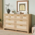 thumbnail image 2 of Ourlova Commode en Rotin de Bois à 8 Tiroirs, Coffre Bohème Moderne avec Grand Rangement pour Chambre, Garde-Robe, Salon, Fini Naturel, 2 of 7