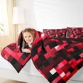 thumbnail image 4 of Manfei Vintage Abstract Geometric Bedding Comforter Set,Pixel Grid Print Twin Comforter Sets,Red Black Bedding Set For Boys,Super Cozy Room Decor Reversible,2pcs, 4 of 8