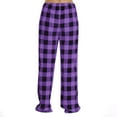 thumbnail image 3 of RPVATI Flannel Pajamas Pant for Women Plaid Flannel Fuzzy Cozy Christmas Pj Pants Warm Fleece Lounge Pants Cute Straight Leg Loose Fit Winter Pajamas Bottoms Purple S, 3 of 4