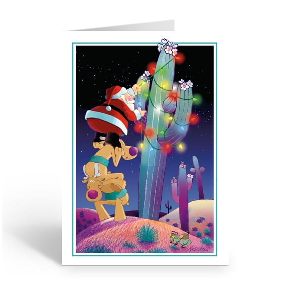 Stonehouse Collection Cactus Christmas Tree - Western Christmas Card - 40004
