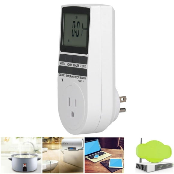 Digital Programmable Outlet Timer with LCD Screen for Lights Fans, Save Energy and Easy Set Up