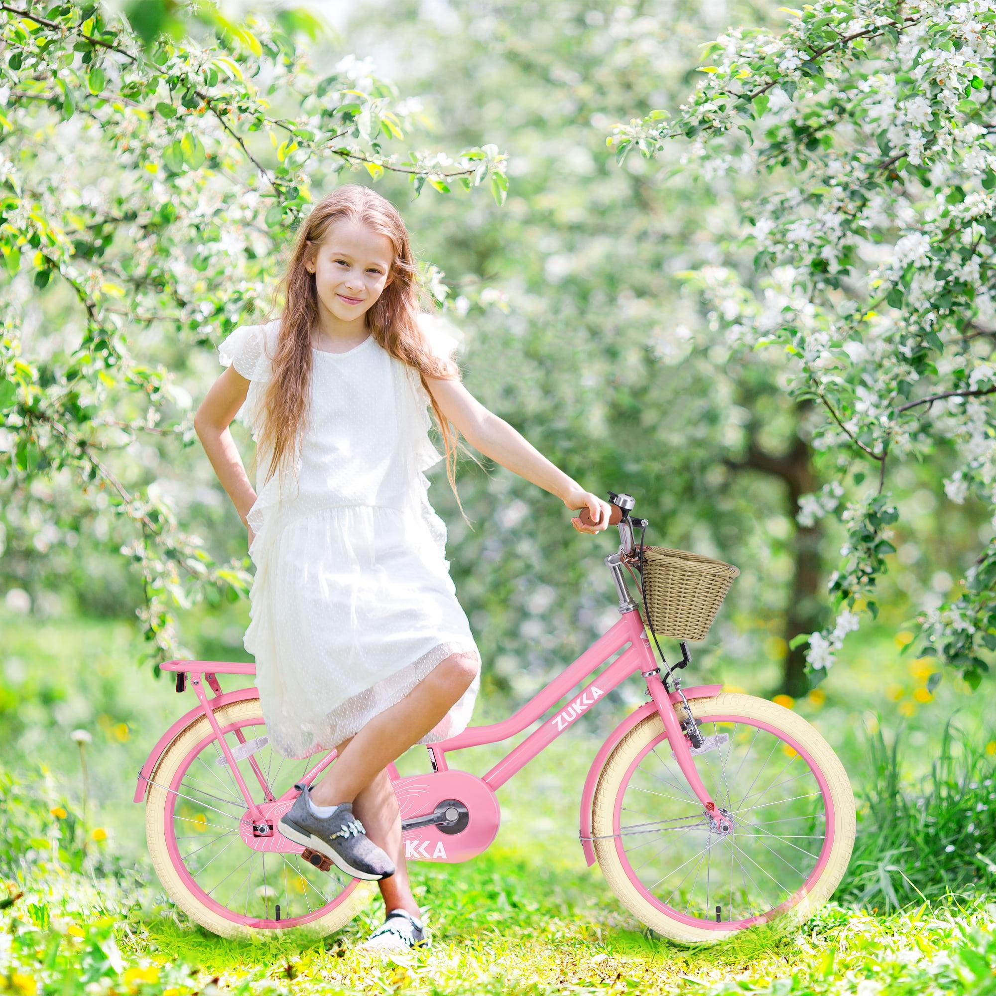 Ambifirner 20” Freestyle Fixed Gear Bike with Basket & V-Brakes Alloy Frame​​