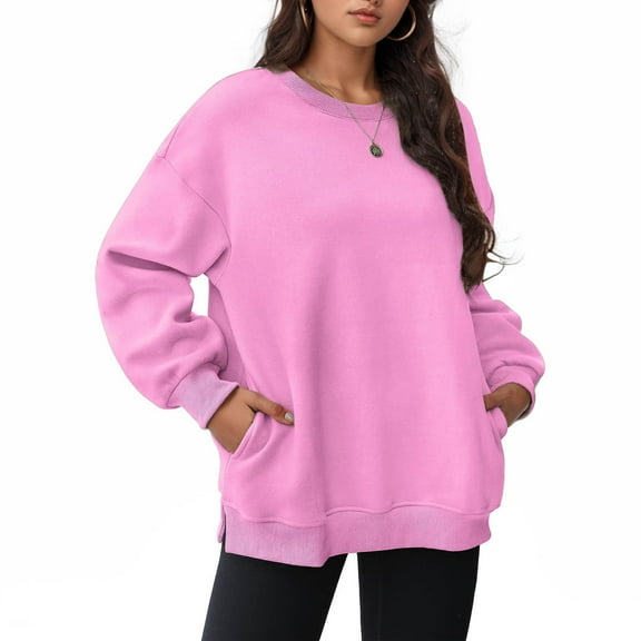 Womens Oversized Sweatshirts Crewneck Long Sleeve Tops Pullover Fall and Winter Fashion Clothes with Pocket Color up Fashion Hoodies Women Fall Jacket Women Warm Hoodie Jacket Heavy Workout