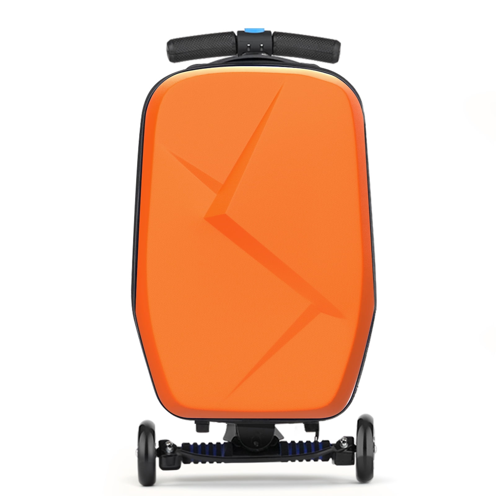 Advwin Scooter Luggage for Kids & Adults, Hardside Ride on Suitcase for Kids Ages 4-15 Multifunctional Lightweight Foldable Carry on Luggage with Wheels Ride on for Children Teenagers, Orange