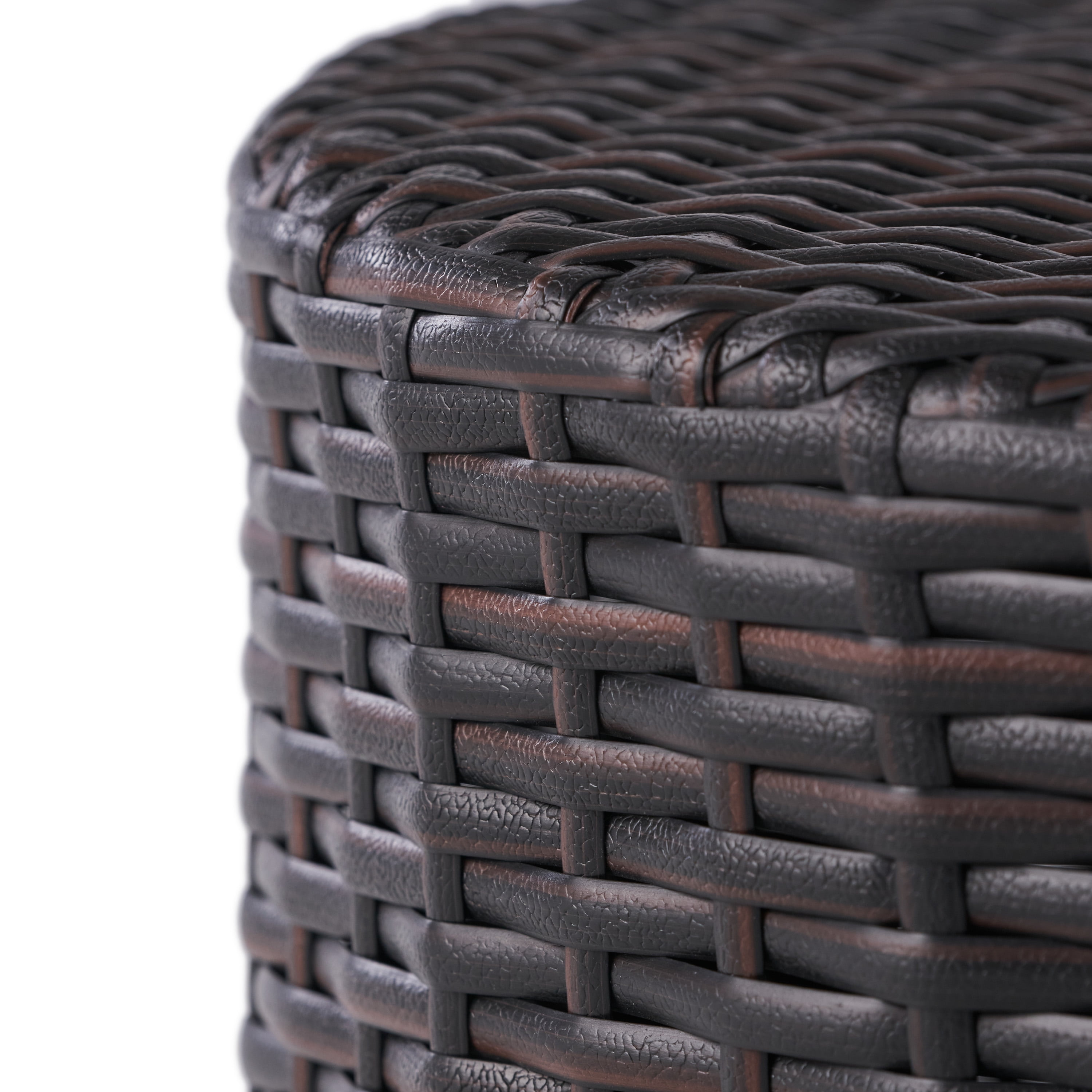 Outdoor Wicker Barrel Shape End Side Table for Patio Garden, Brown