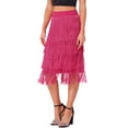 thumbnail image 1 of Faldas midi de lápiz de talle alto con volantes y flecos para mujer INSPIRE CHIC XL color rosa intenso, 1 of 5