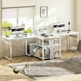 thumbnail image 5 of Casacomoda 40 Inch L Shaped Computer Desk with Storage Shelves & CPU Stand, Small Corner Desk with Headphone Hook, Home Office Desk, Reversible, White, 5 of 7