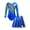 Royal Blue, variant on Doomiva Kids Girls Printed Patchwork Long Sleeve Gymnastics Ballet Dance Leotard Bodysuit with Pleated Skorts Skirt Set Purple 10