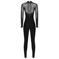 thumbnail image 4 of Doomiva Womens Shiny Long Sleeve Gymnastics Dance Unitard Full Body Jumpsuit One Piece Ballet Leotard Black M, 4 of 7