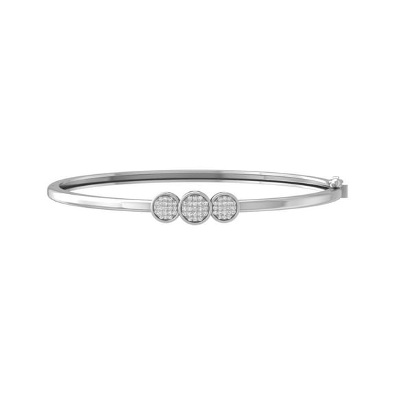 ARAIYA FINE JEWELRY Sterling Silver Round Diamond Bangle Bracelet (1/4 cttw, I2-I3 Clarity, I-J Color) 7"