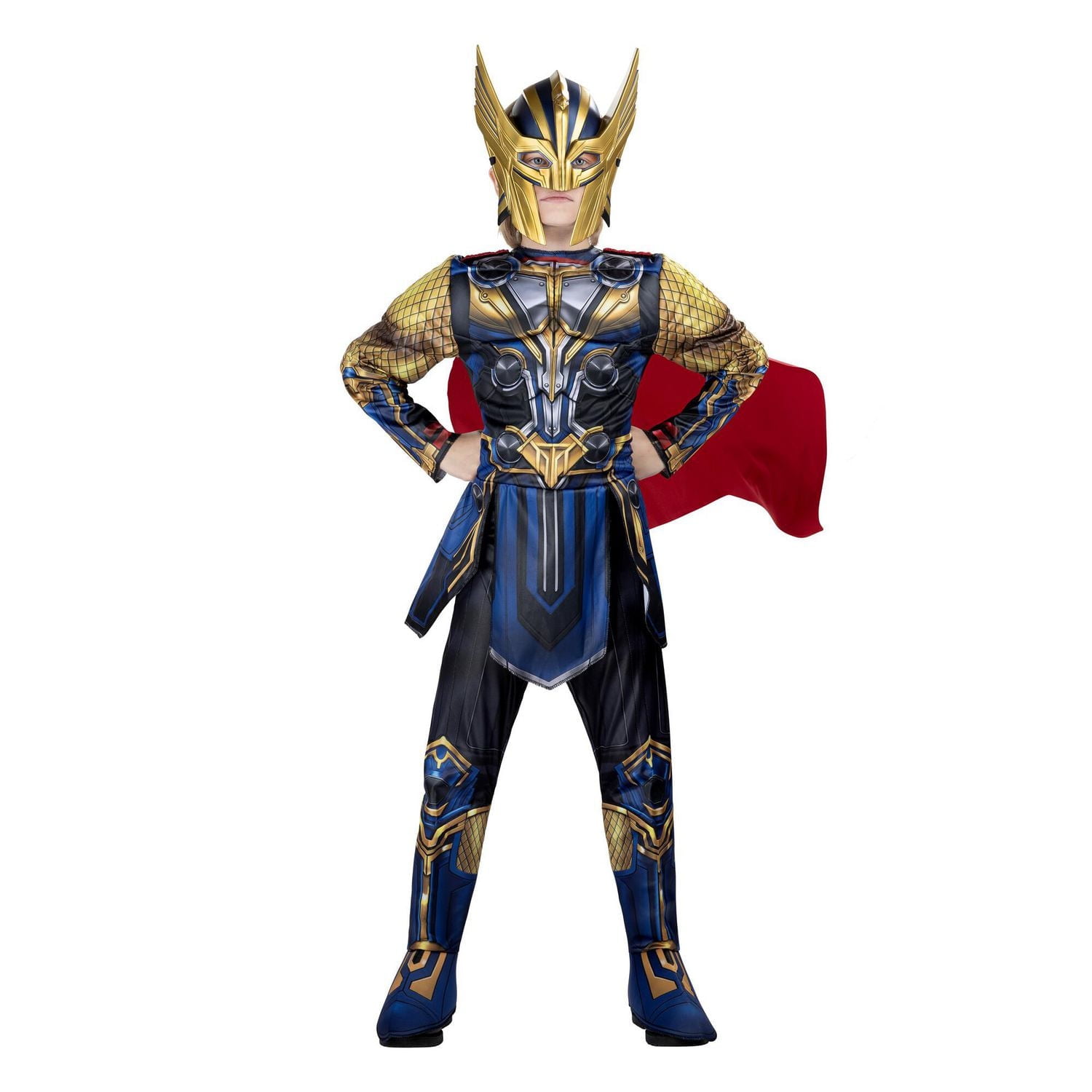 MARVEL Youth Thor Costume - Combinaison rembourrée avec cape et masque en plastique