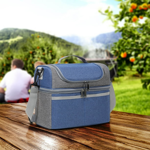Lonchera, Bento Boxes, Bolsa de almuerzo portátil de doble capa, bolsa térmica de gran capacidad, bolsa térmica para picnic al aire libre, bolsa Bento, embalaje de almuerzo de doble capa