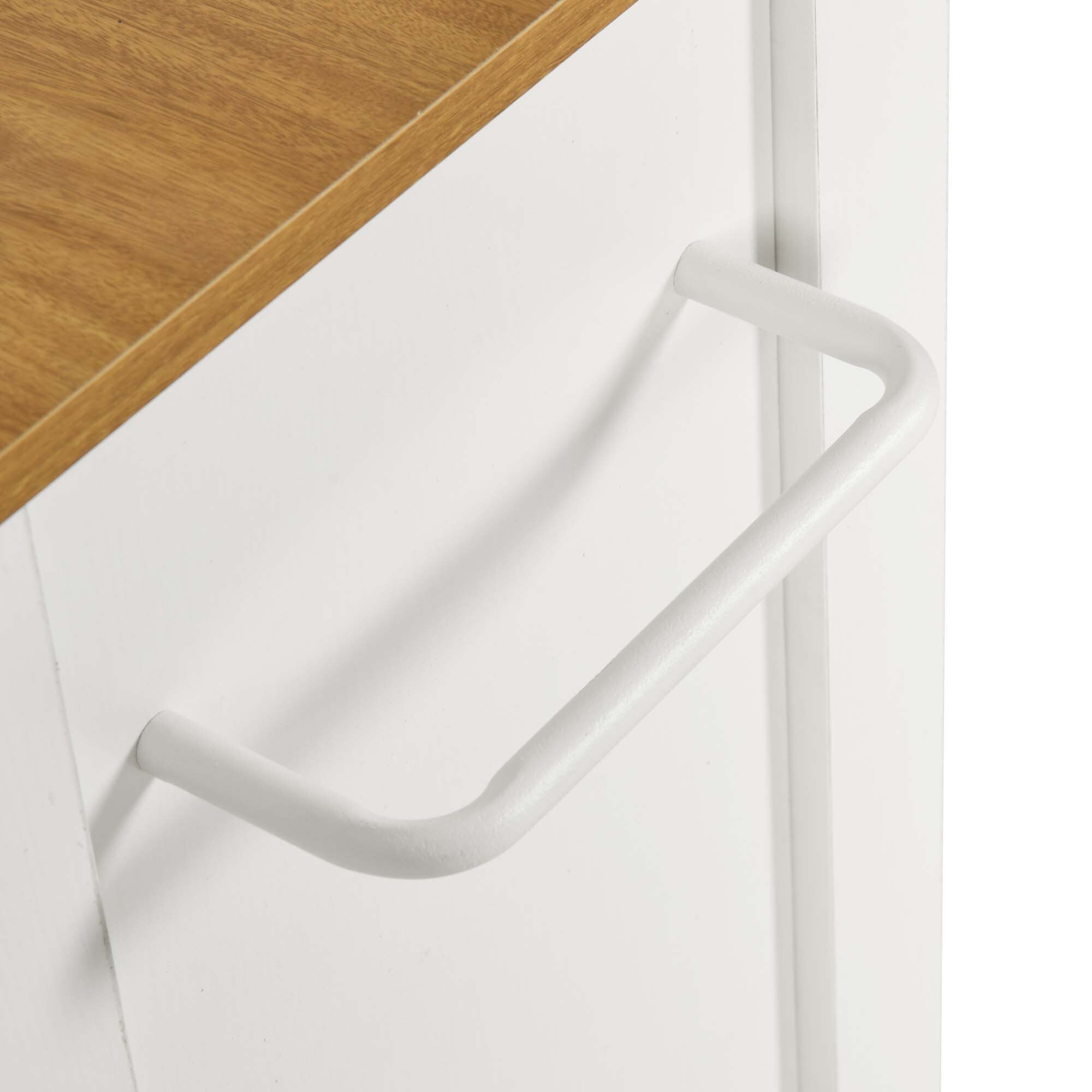 Uforic Kitchen Storage Cart with 13-gal Trash Storage Cabinet, Kitchen Island with Shelves & Drawer, White