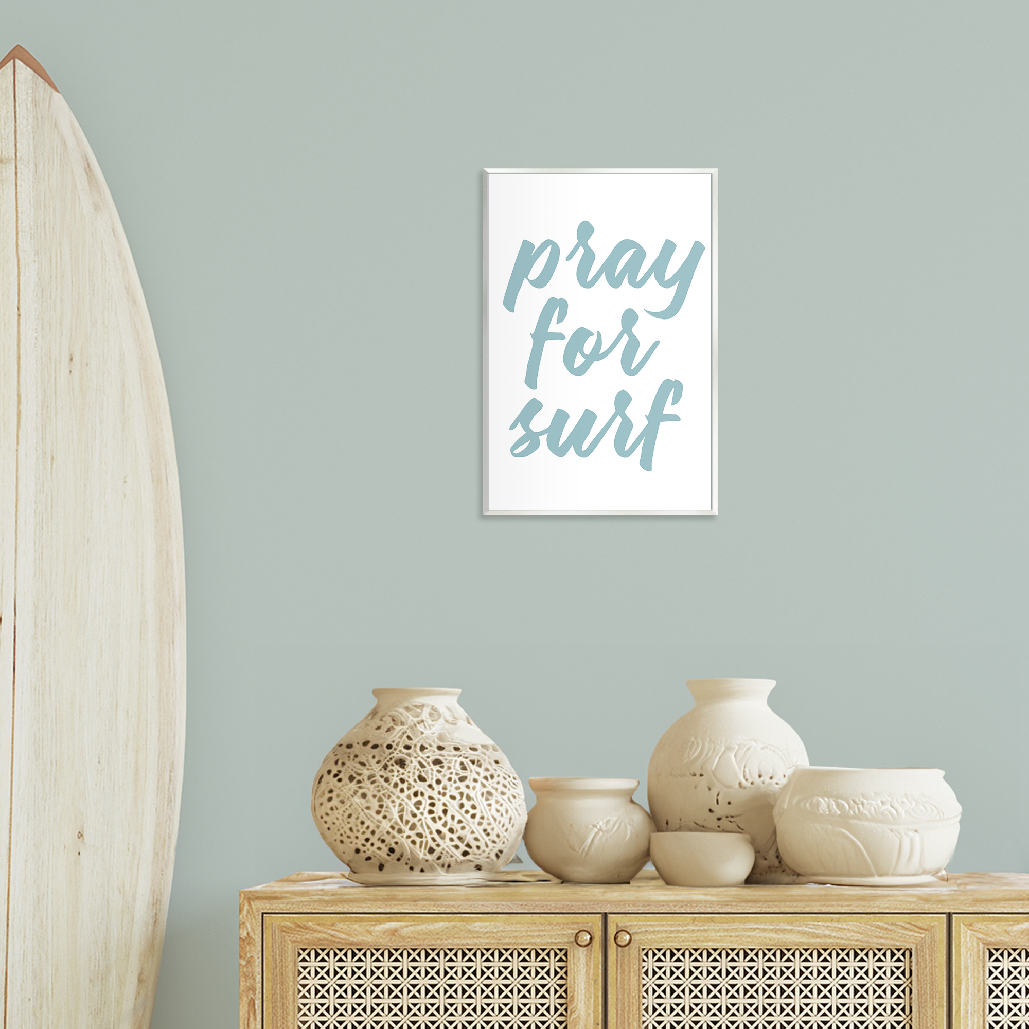 Stupell Industries Pray For Surf Typography Painting Unframed Art Print Wall Art, 13 x 19