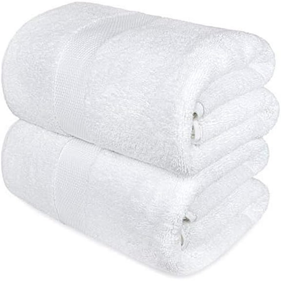 Luxury White Bath Towels Large - Circlet Egyptian Cotton | Highly Absorbent Hotel spa Collection Bathroom Towel | 30x56 Inch | Set of 2