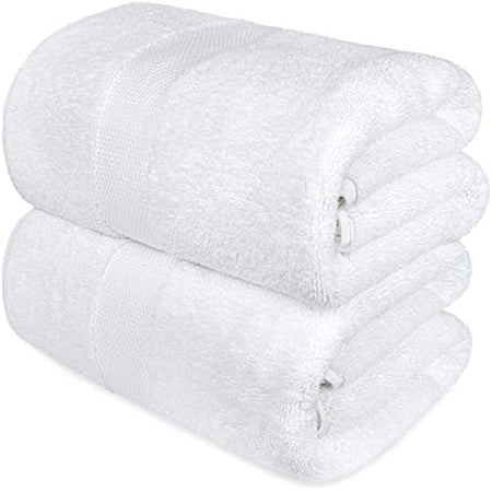 Luxury White Bath Towels Large - Circlet Egyptian Cotton | Highly Absorbent Hotel spa Collection Bathroom Towel | 30x56 Inch | Set of 2