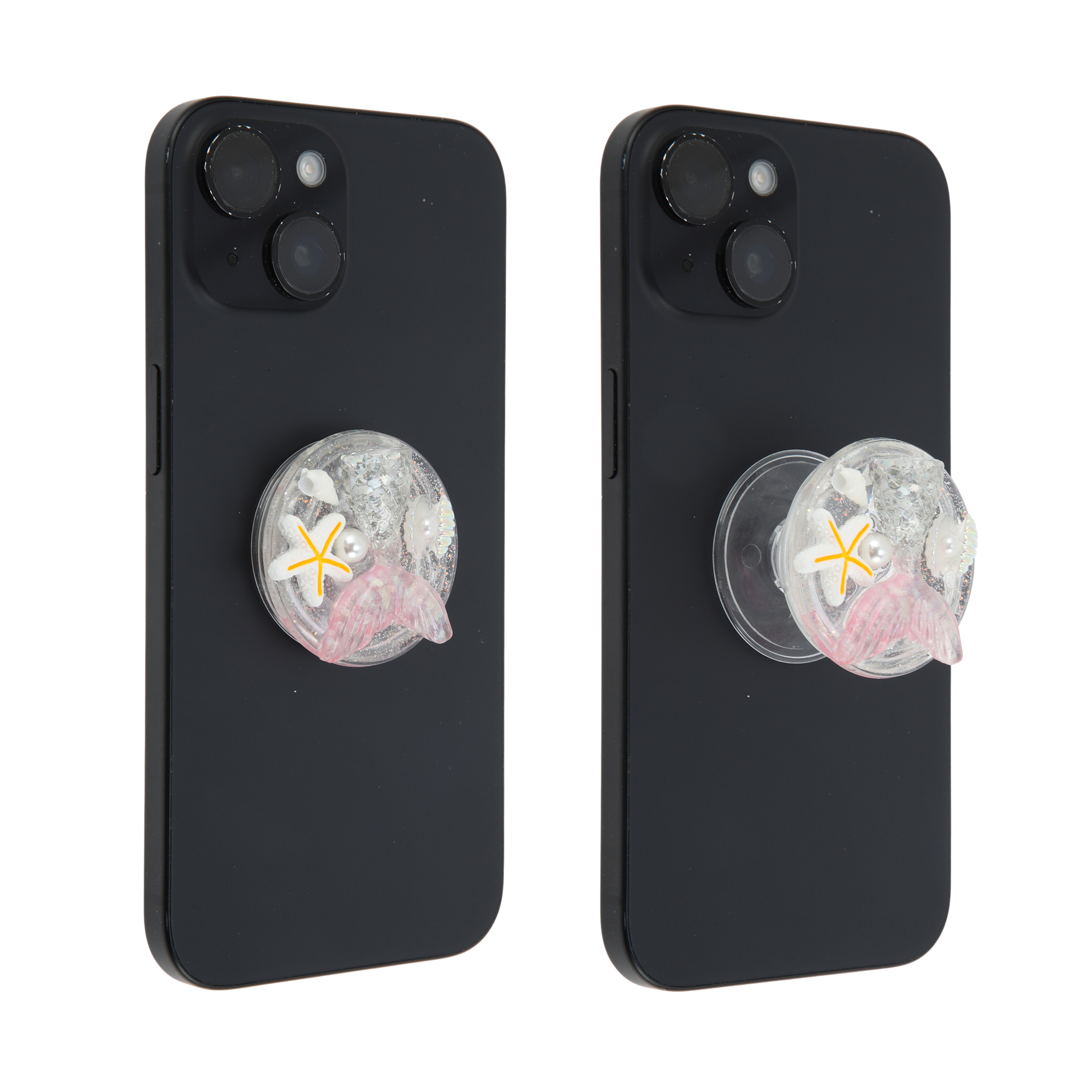 Unique Bargains Glitter Ocean Mermaid Phone Grip 1 Pc Silver Tone